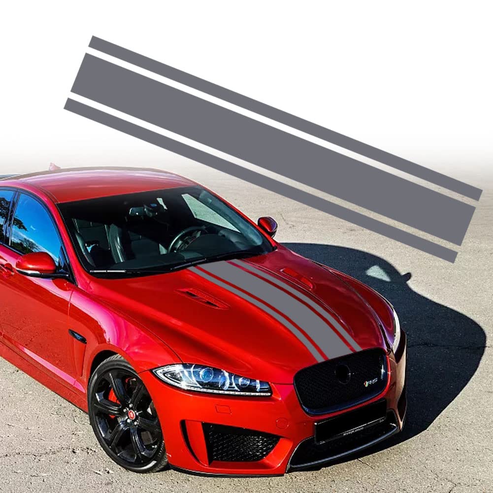 Leasinder 49"x 8.7" Car Hood Sticker Auto Racing Stripes Body Side Decal Hood Stripe Decal Vinyl Modified Decoration Accessories for Vehicles (A Red)