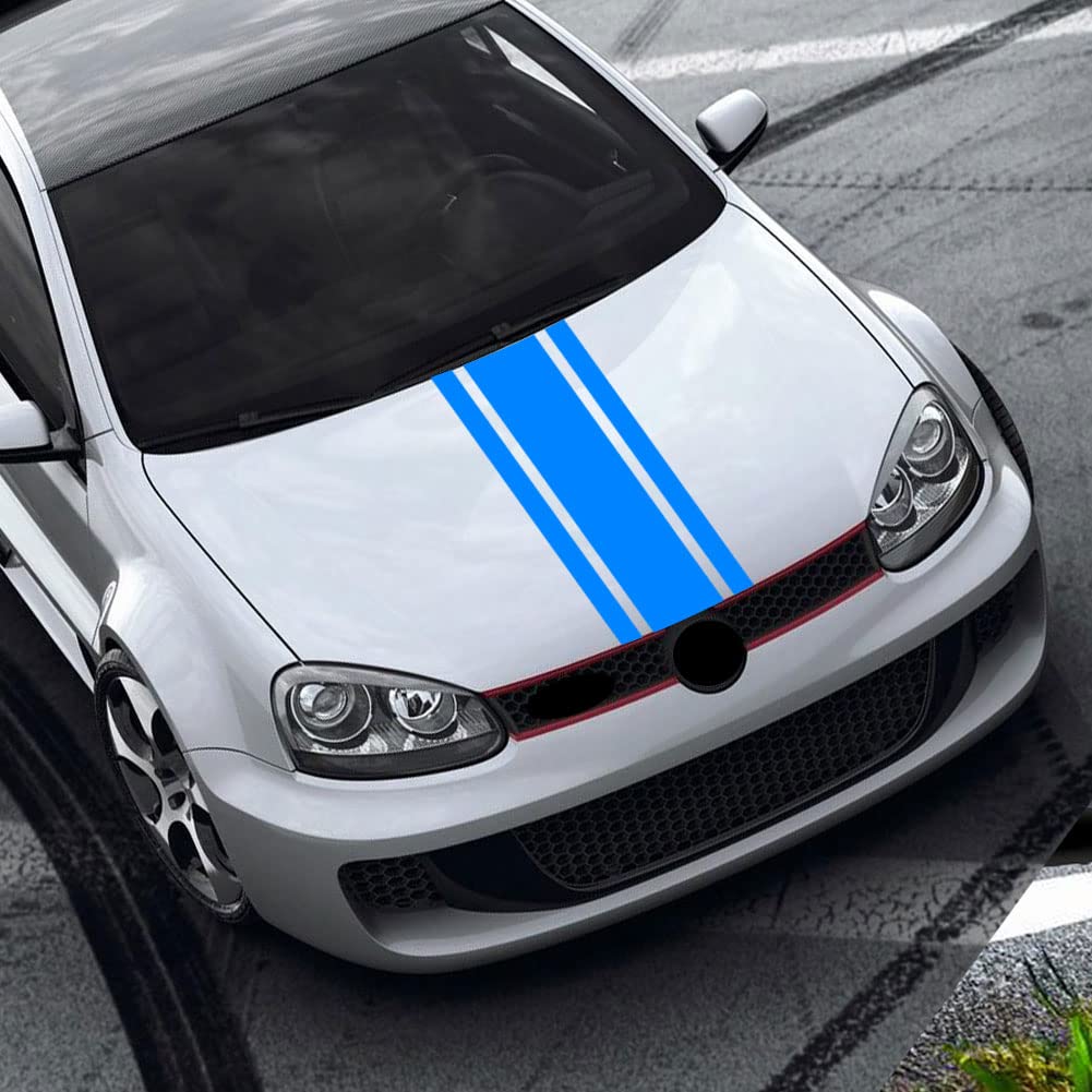 Leasinder 49"x 8.7" Car Hood Sticker Auto Racing Stripes Body Side Decal Hood Stripe Decal Vinyl Modified Decoration Accessories for Vehicles (A Red)