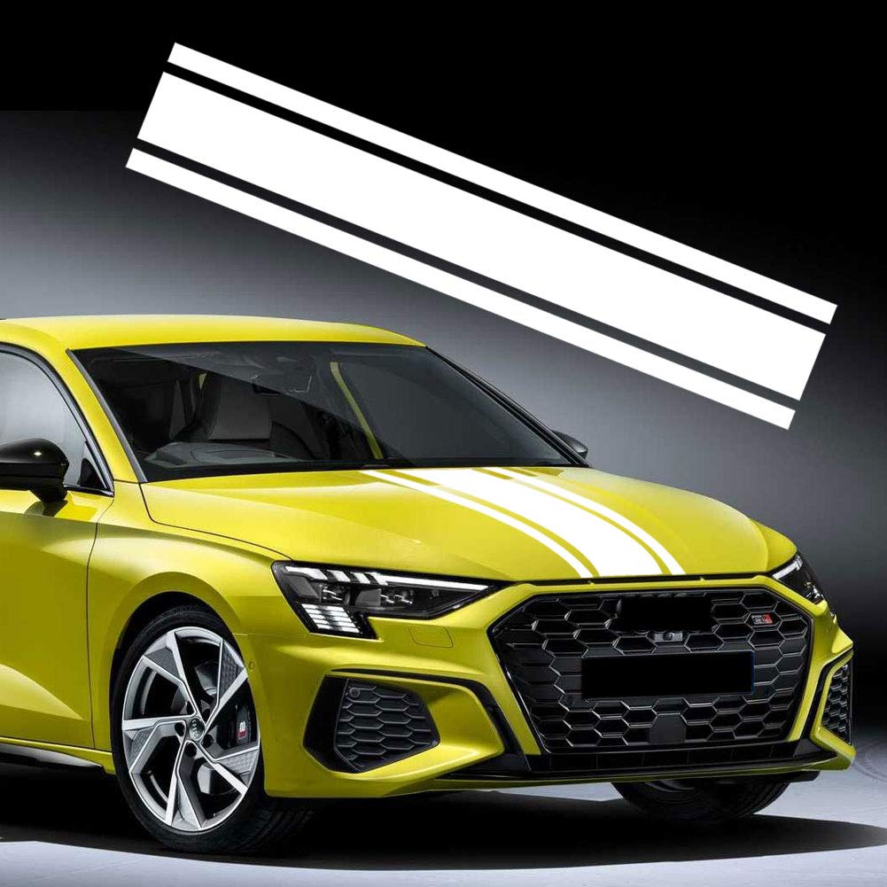 Leasinder 49"x 8.7" Car Hood Sticker Auto Racing Stripes Body Side Decal Hood Stripe Decal Vinyl Modified Decoration Accessories for Vehicles (A Red)