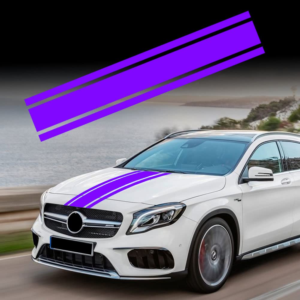 Leasinder 49"x 8.7" Car Hood Sticker Auto Racing Stripes Body Side Decal Hood Stripe Decal Vinyl Modified Decoration Accessories for Vehicles (A Red)