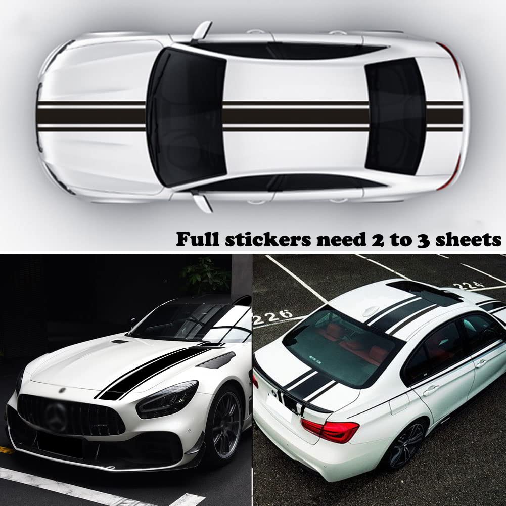 Leasinder 49"x 8.7" Car Hood Sticker Auto Racing Stripes Body Side Decal Hood Stripe Decal Vinyl Modified Decoration Accessories for Vehicles (A Red)
