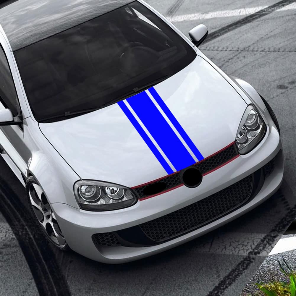 Leasinder 49"x 8.7" Car Hood Sticker Auto Racing Stripes Body Side Decal Hood Stripe Decal Vinyl Modified Decoration Accessories for Vehicles (A Red)