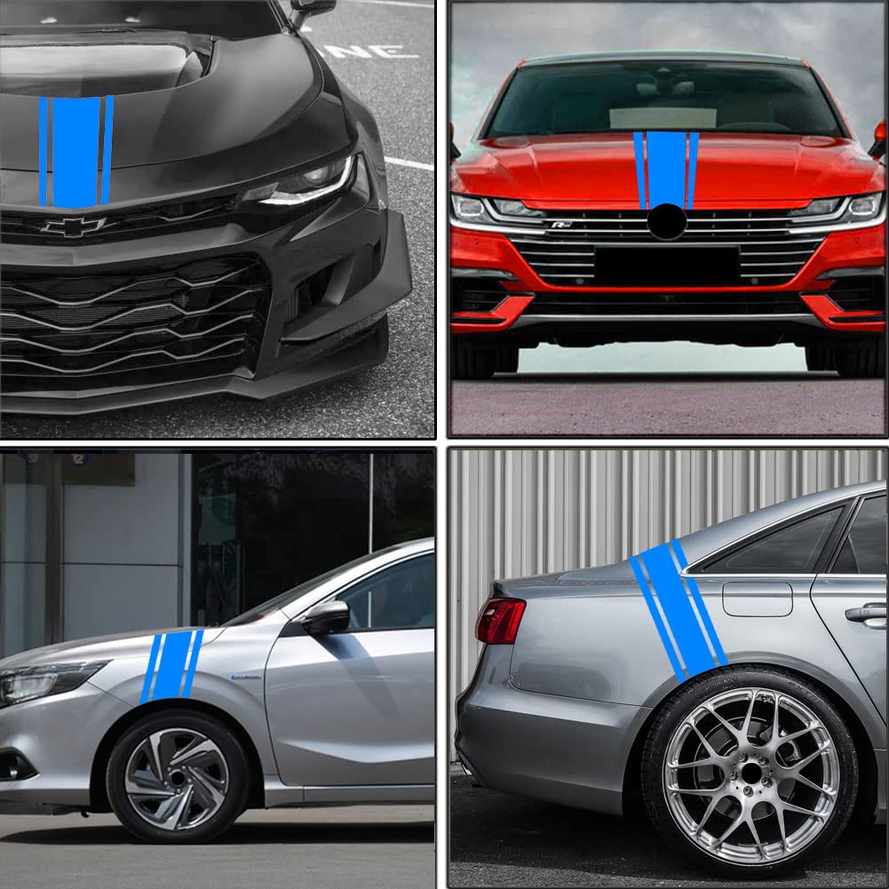Leasinder 49"x 8.7" Car Hood Sticker Auto Racing Stripes Body Side Decal Hood Stripe Decal Vinyl Modified Decoration Accessories for Vehicles (A Red)
