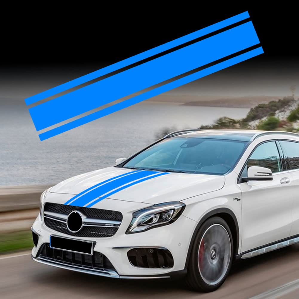 Leasinder 49"x 8.7" Car Hood Sticker Auto Racing Stripes Body Side Decal Hood Stripe Decal Vinyl Modified Decoration Accessories for Vehicles (A Red)