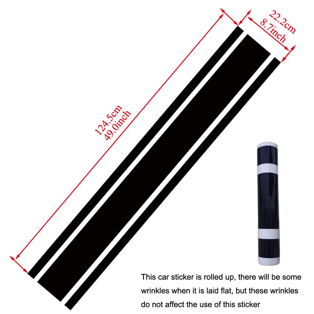 Leasinder 49"x 8.7" Car Hood Sticker Auto Racing Stripes Body Side Decal Hood Stripe Decal Vinyl Modified Decoration Accessories for Vehicles (A Red)