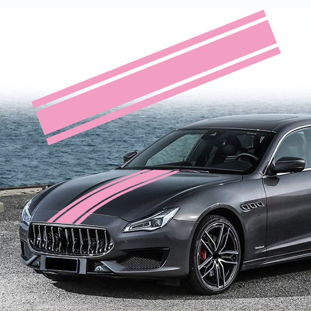 Leasinder 49"x 8.7" Car Hood Sticker Auto Racing Stripes Body Side Decal Hood Stripe Decal Vinyl Modified Decoration Accessories for Vehicles (A Red)