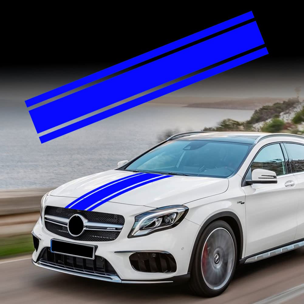 Leasinder 49"x 8.7" Car Hood Sticker Auto Racing Stripes Body Side Decal Hood Stripe Decal Vinyl Modified Decoration Accessories for Vehicles (A Red)