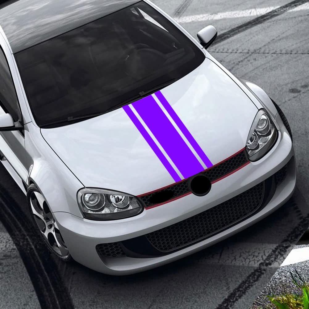 Leasinder 49"x 8.7" Car Hood Sticker Auto Racing Stripes Body Side Decal Hood Stripe Decal Vinyl Modified Decoration Accessories for Vehicles (A Red)