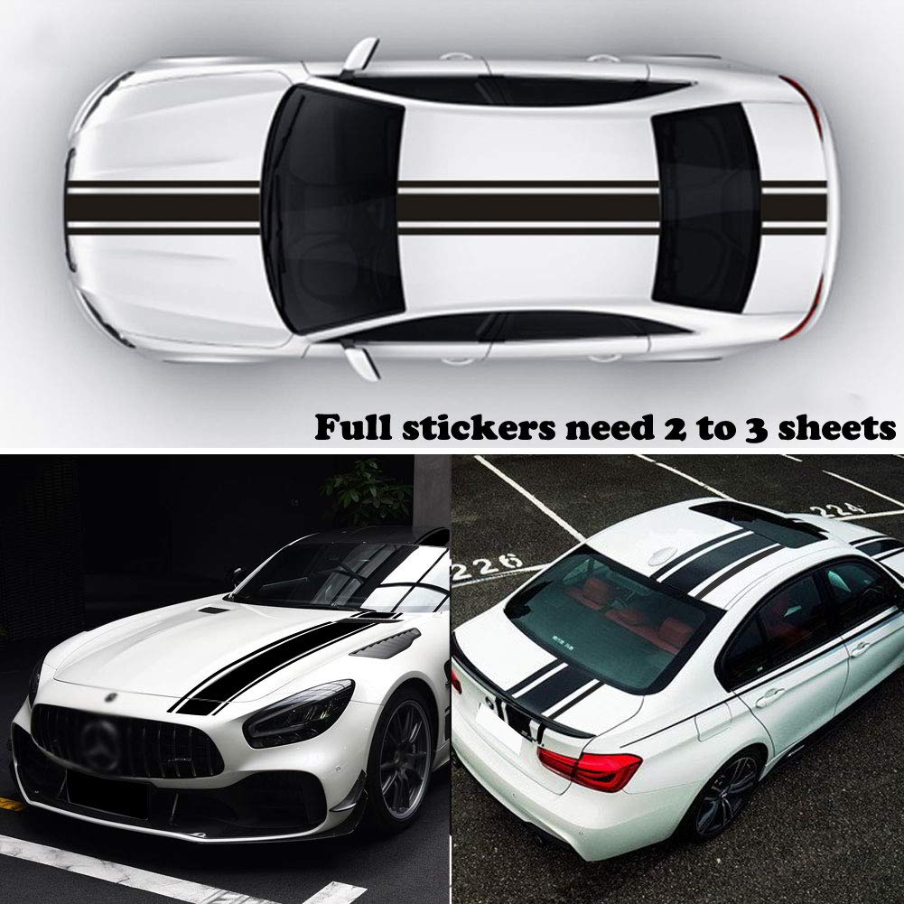 Leasinder 49"x 8.7" Car Hood Sticker Auto Racing Stripes Body Side Decal Hood Stripe Decal Vinyl Modified Decoration Accessories for Vehicles (A Red)