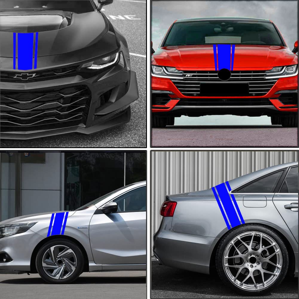 Leasinder 49"x 8.7" Car Hood Sticker Auto Racing Stripes Body Side Decal Hood Stripe Decal Vinyl Modified Decoration Accessories for Vehicles (A Red)