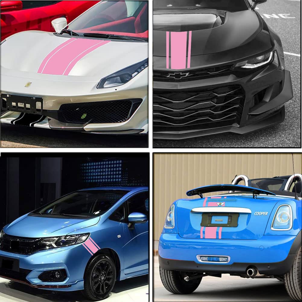 Leasinder 49"x 8.7" Car Hood Sticker Auto Racing Stripes Body Side Decal Hood Stripe Decal Vinyl Modified Decoration Accessories for Vehicles (A Red)