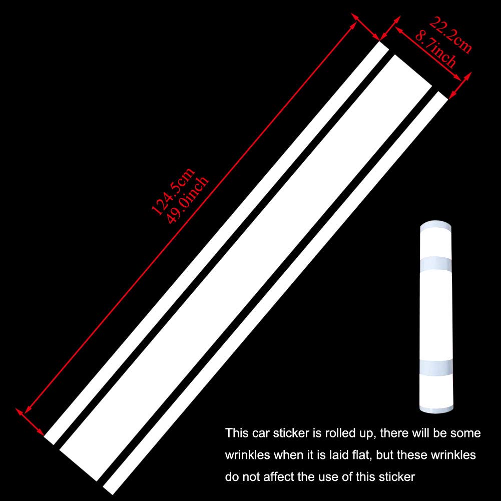 Leasinder 49"x 8.7" Car Hood Sticker Auto Racing Stripes Body Side Decal Hood Stripe Decal Vinyl Modified Decoration Accessories for Vehicles (A Red)