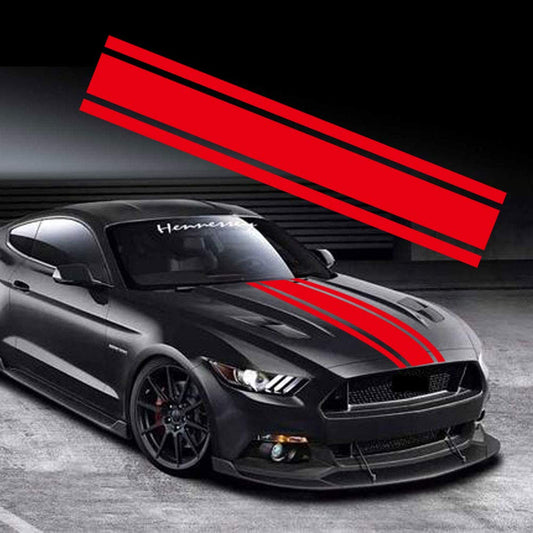 Leasinder 49"x 8.7" Car Hood Sticker Auto Racing Stripes Body Side Decal Hood Stripe Decal Vinyl Modified Decoration Accessories for Vehicles (A Red)